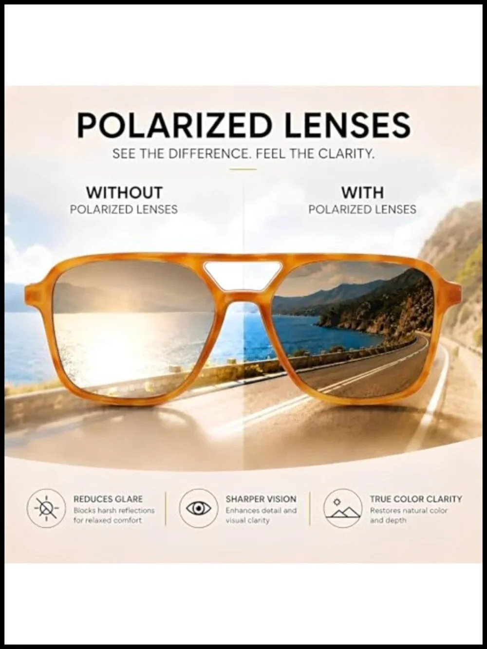 Retro Polarized Aviator Sunglasses UV400 Vintage Square Shades
